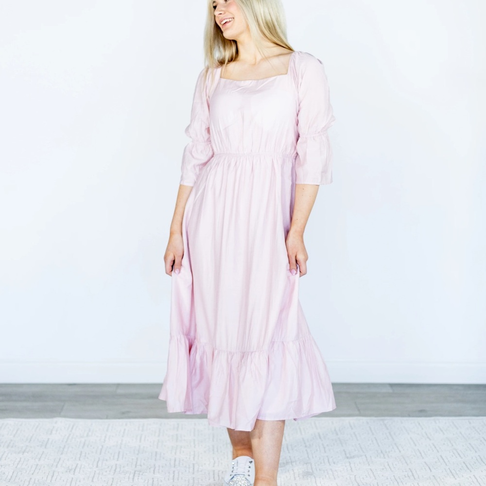 Louise Midi Dress in Petal Pink